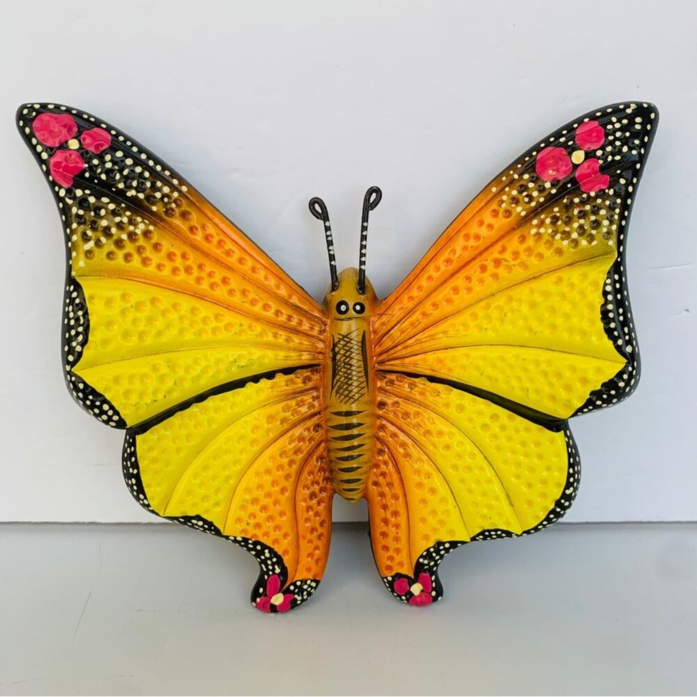 Vintage Folk Art Butterfly Wall Hanging
